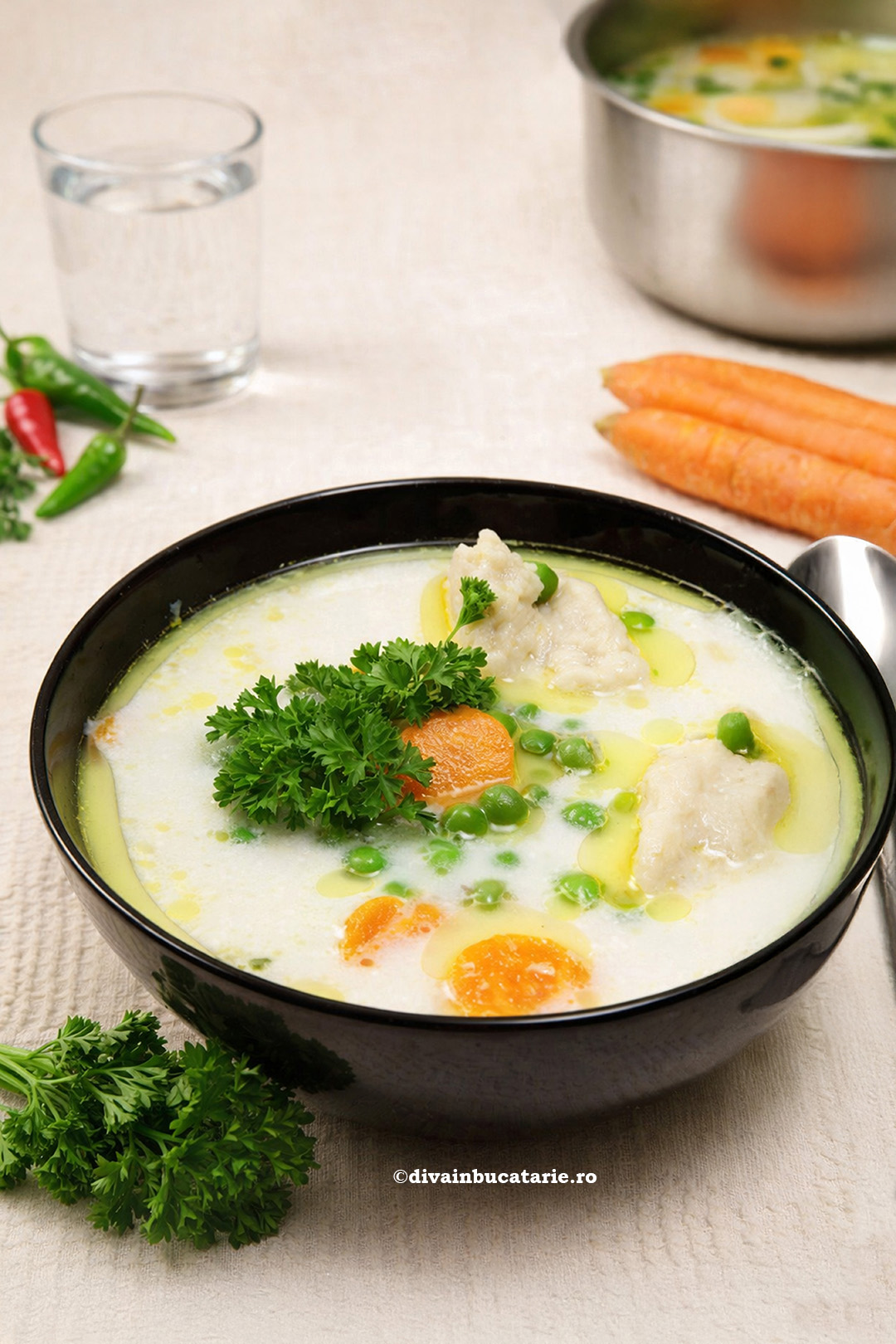 supa de mazare cu galuste de faina reteta divainbucatarie A