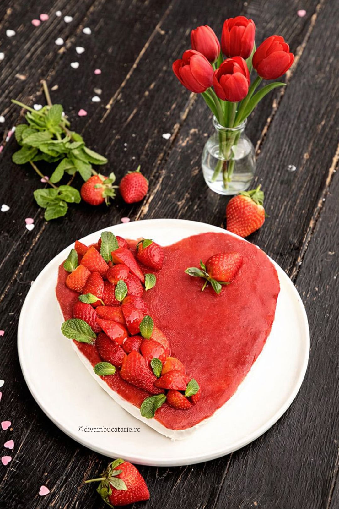cheesecake inima cu jeleu de capsuni A