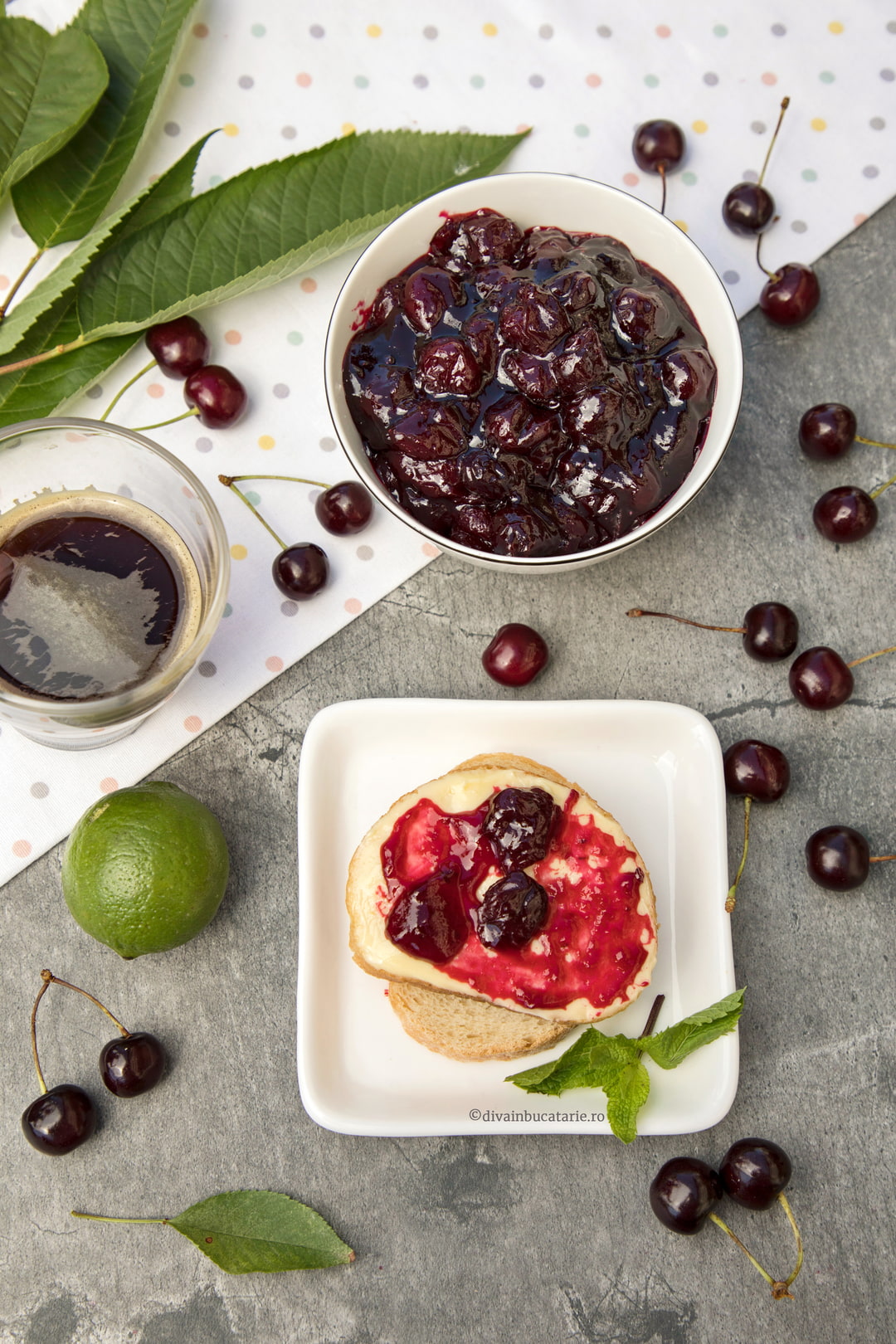 dulceata de cirese amare cu menta si lime A