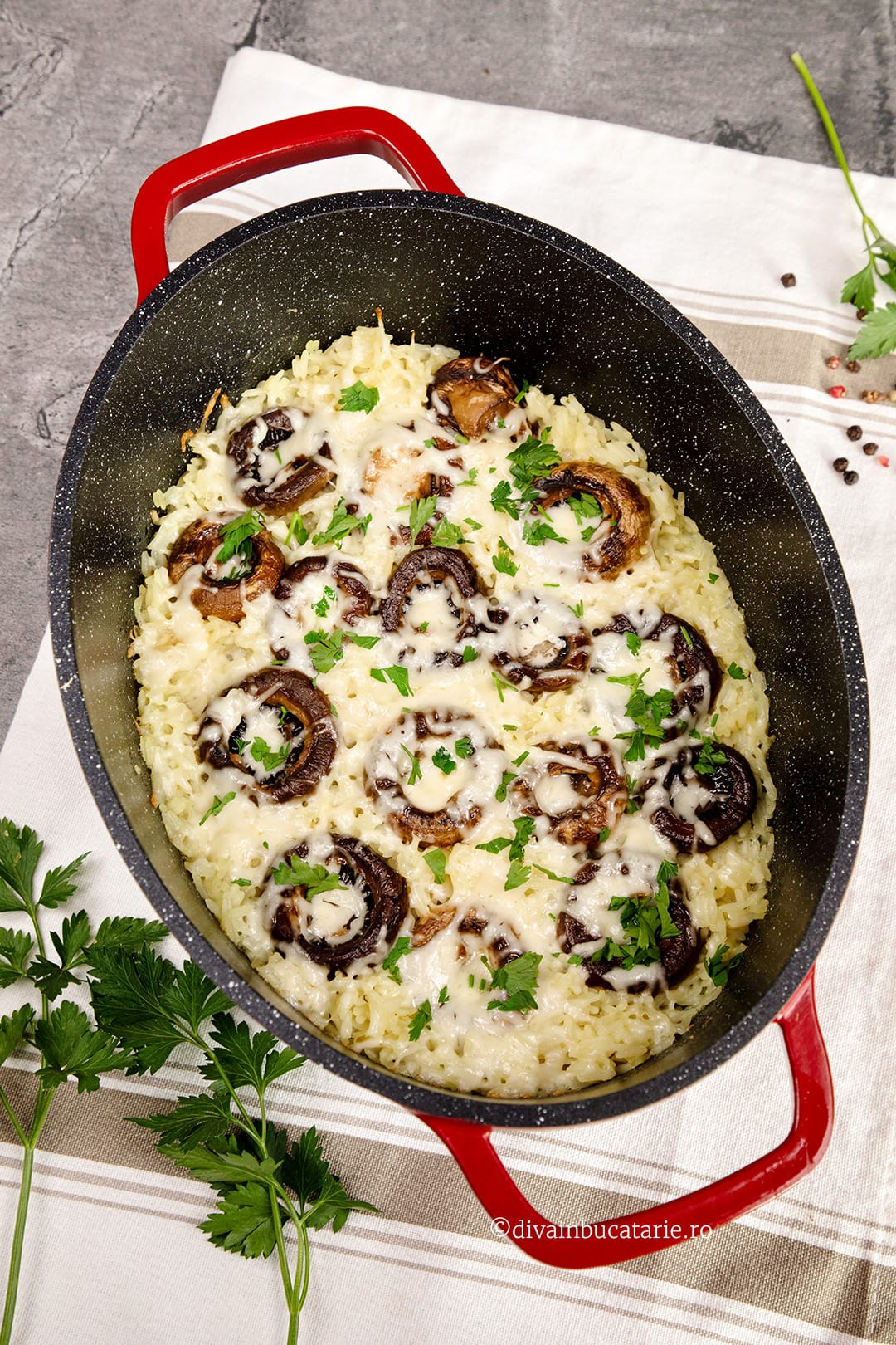 gratin de orez cu ciuperci A