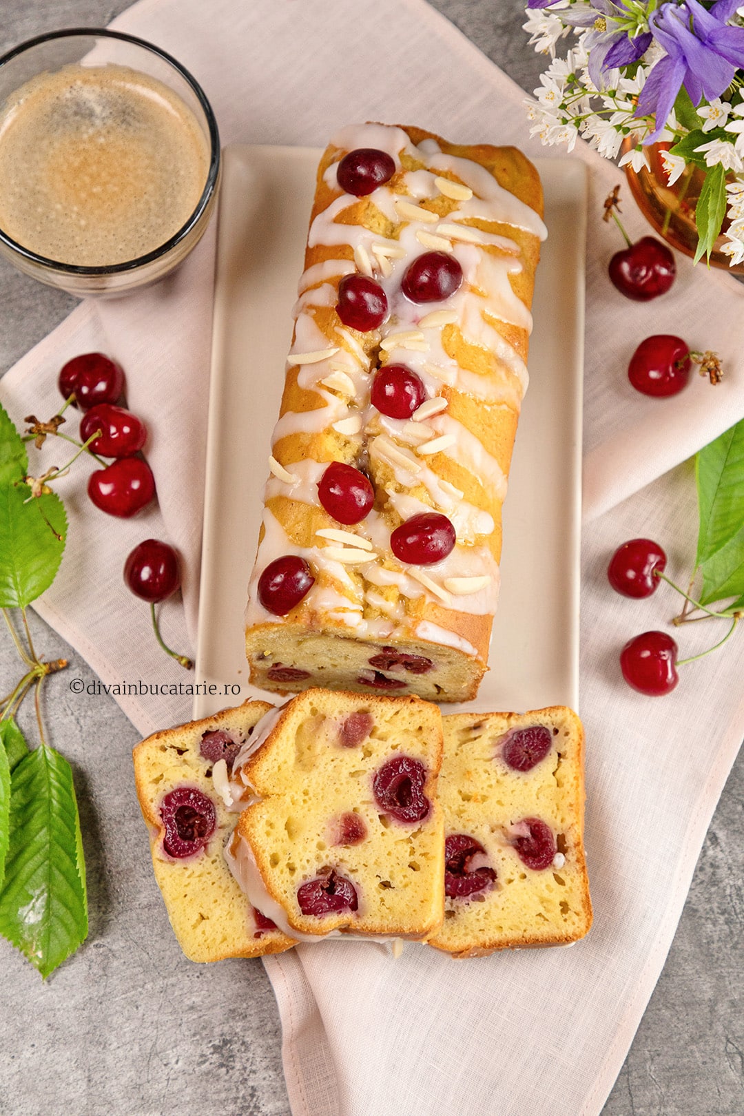 chec cu cirese, ricotta si migdale A
