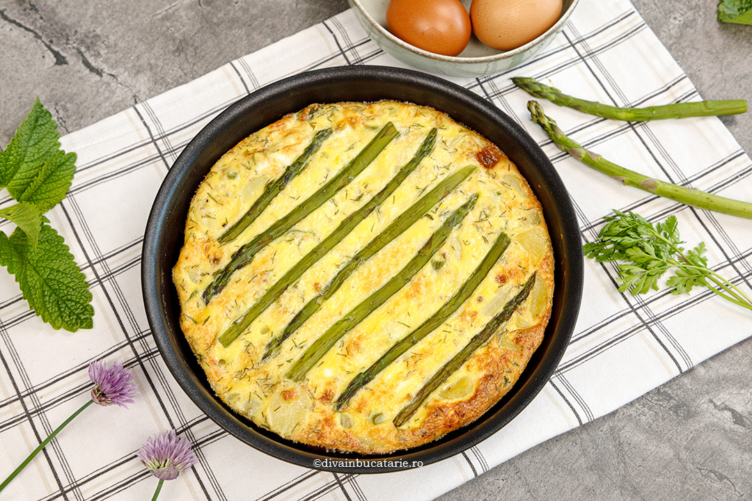 fritatta cu cartofi noi si sparanghel B